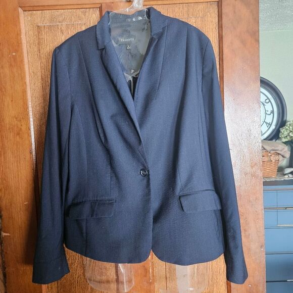 Talbots Navy Blue Blazer Jacket Women’s 14 EUC Lined Career Office Classic Style - Picture 1 of 5